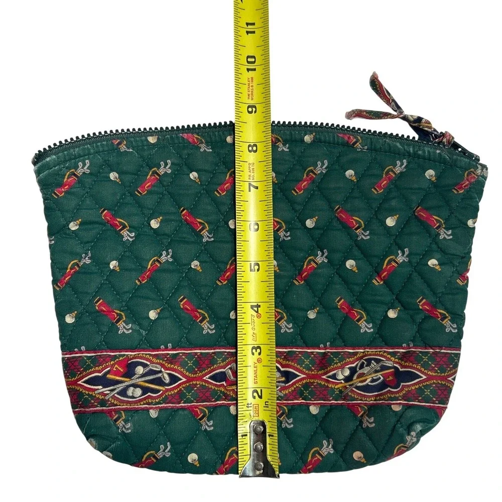 VTG Vera Bradley Quilted Golf Print Cosmetic Bag‎ Green Red 11